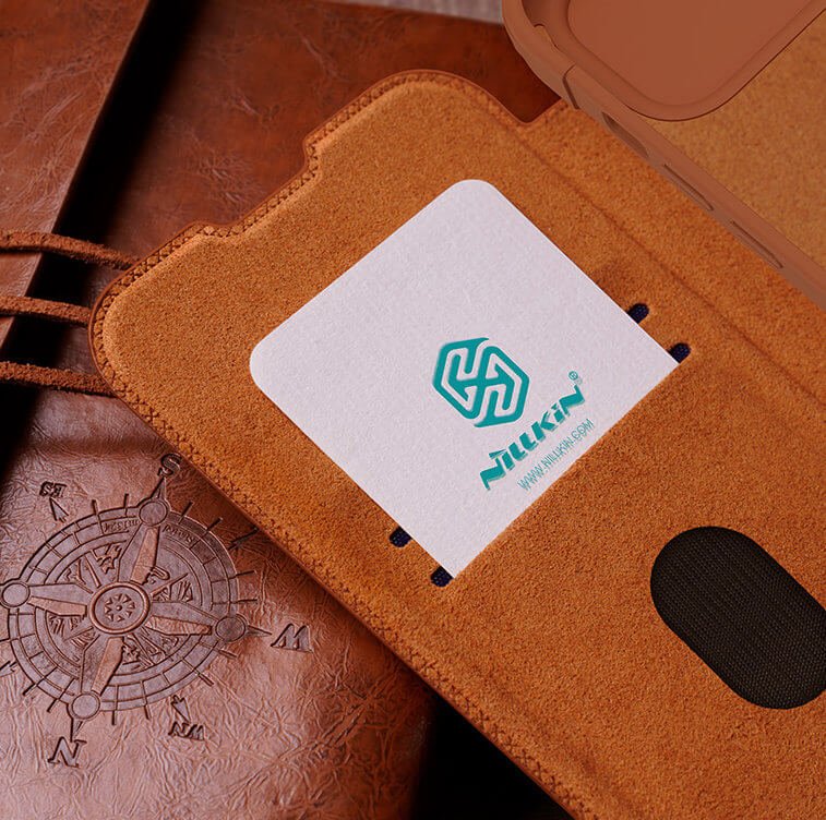 Nillkin iPhone 15 Plus Qin Pro Leather Θήκη Βιβλίο με Κάλυμμα για την Κάμερα - Brown