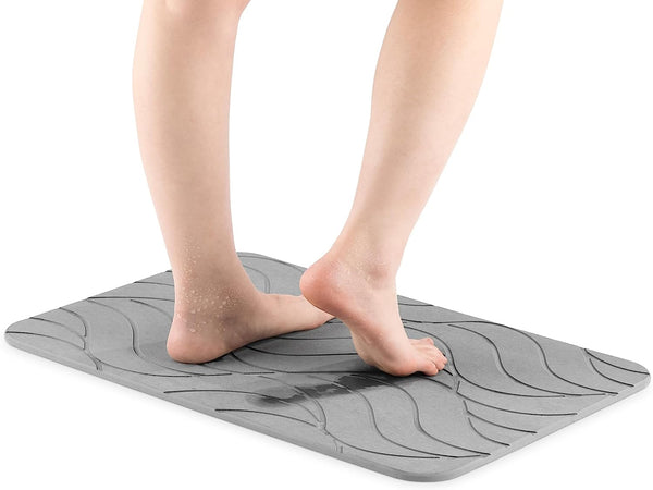 Navaris Αντιολισθητικό Χαλάκι Μπάνιου από Διατομίτη για Γρήγορο Στέγνωμα - ‎ 60 x 39 x 4,5 cm - Dark Grey - 59868.19