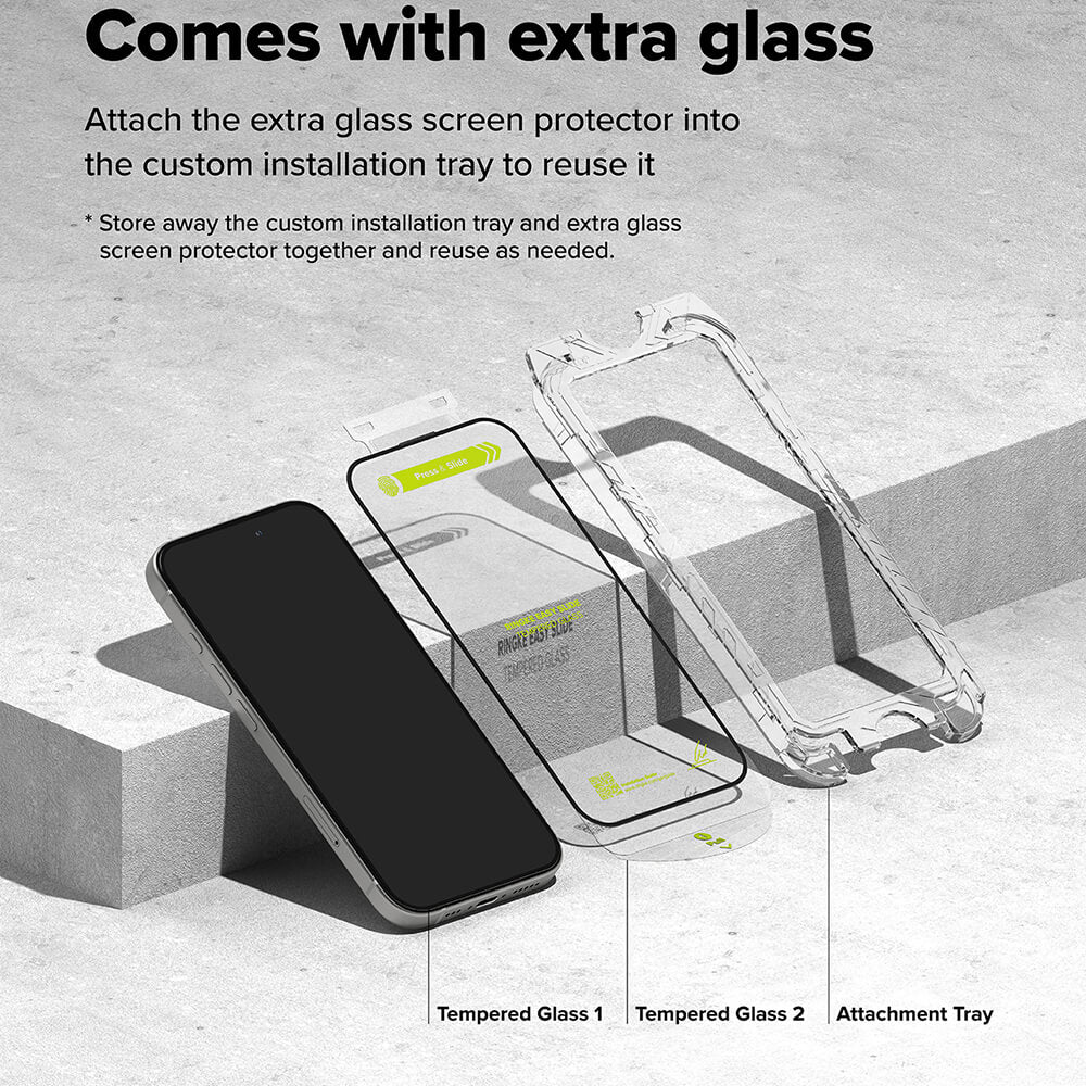 Ringke iPhone 16 Plus / 15 Plus Easy Slide 2.5D 9H Case Friendly Αντιχαρακτικό Γυαλί Οθόνης - 2 Τεμάχια - Clear