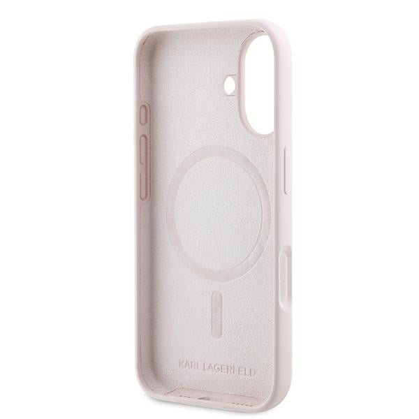Karl Lagerfeld iPhone 16 Plus - Silicone Double Heads Print - Θήκη Σιλικόνης με MagSafe - Pink - KLHMP16MSKCHPPLP