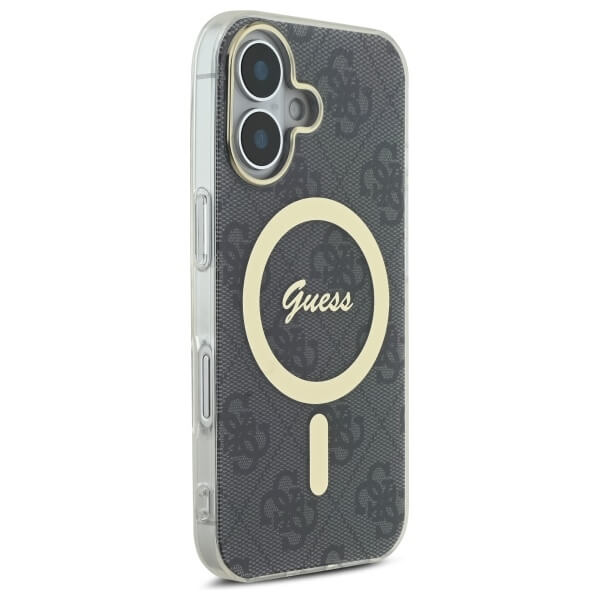 Guess iPhone 16 Plus - IML 4G MagSafe - Σκληρή Θήκη με Πλαίσιο Σιλικόνης - Black - GUHMP16MH4STK