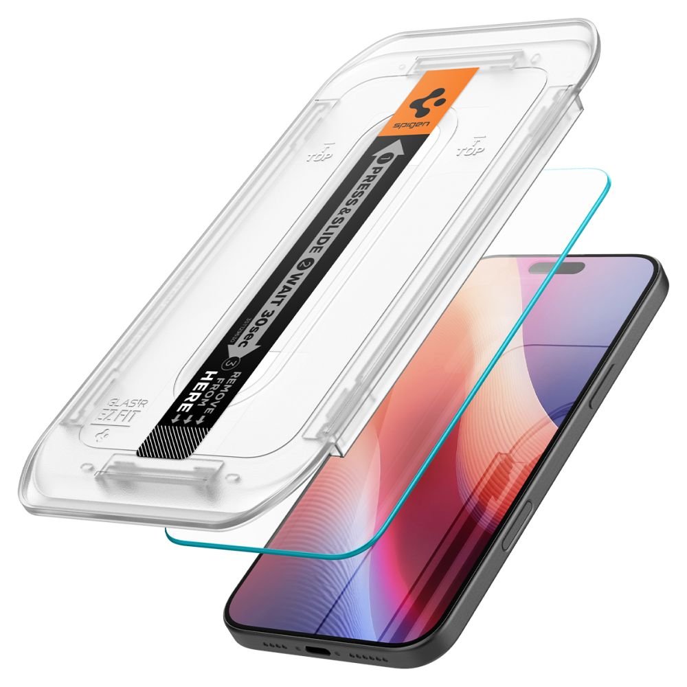 Spigen iPhone 16 Pro / iPhone 17 / iPhone 17 Pro Glas.TR EZ Fit 9H Αντιχαρακτικό Γυαλί Οθόνης - Clear - AGL07935
