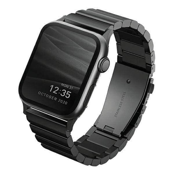 Uniq Λουράκι Apple Watch 2 / 3 / 4 / 5 / 6 / 7 / 8 / 9 / SE / SE 2 / Ultra / Ultra 2 - 42 / 44 / 45 / 49 mm Strova από Ανοξείδωτο Ατσάλι - Midnight Black