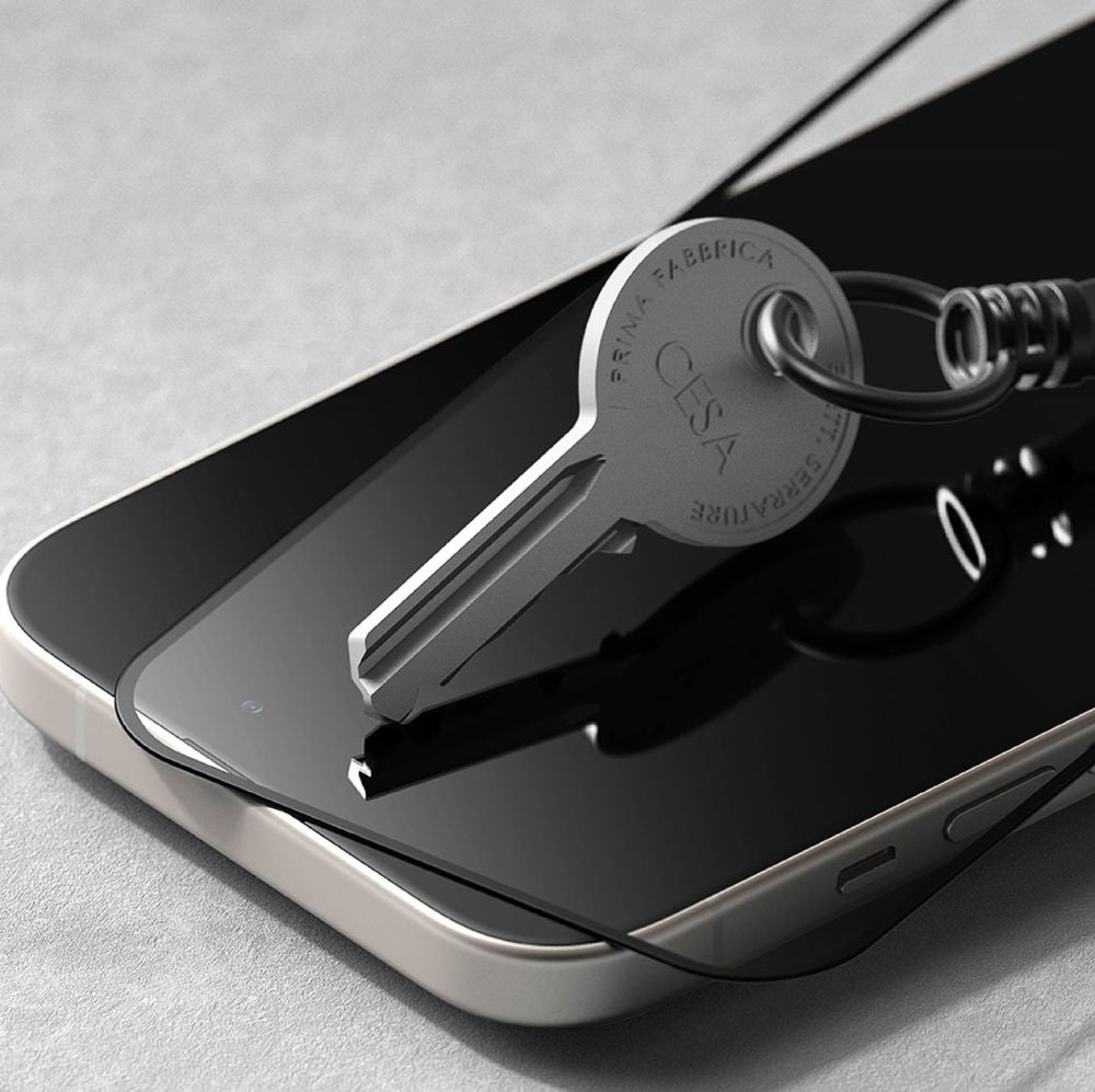 Ringke iPhone 15 TG Case Friendly Full Screen Tempered Glass 9H Αντιχαρακτικό Γυαλί Οθόνης - Black