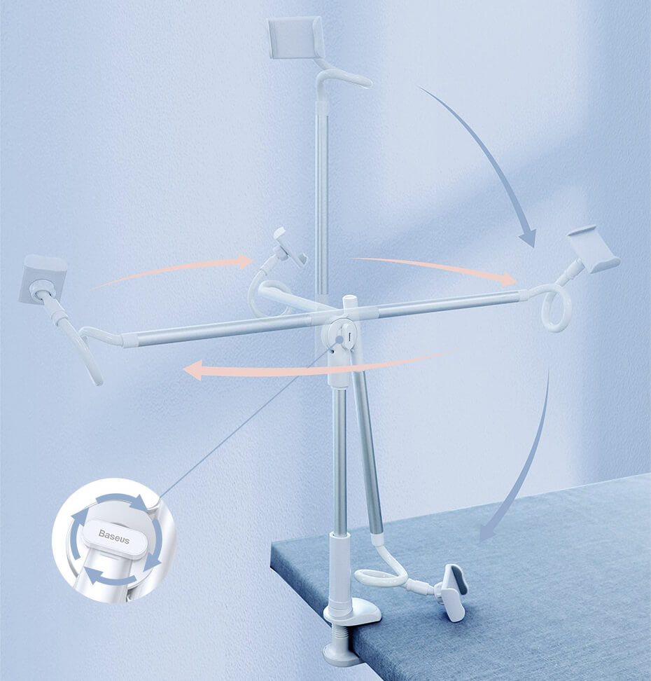 Baseus Unlimited Adjustment Lazy Mobile Holder - Βάση Στήριξης Κινητών με Ρυθμιζόμενο Βραχίονα - Silver - SULR - 0S