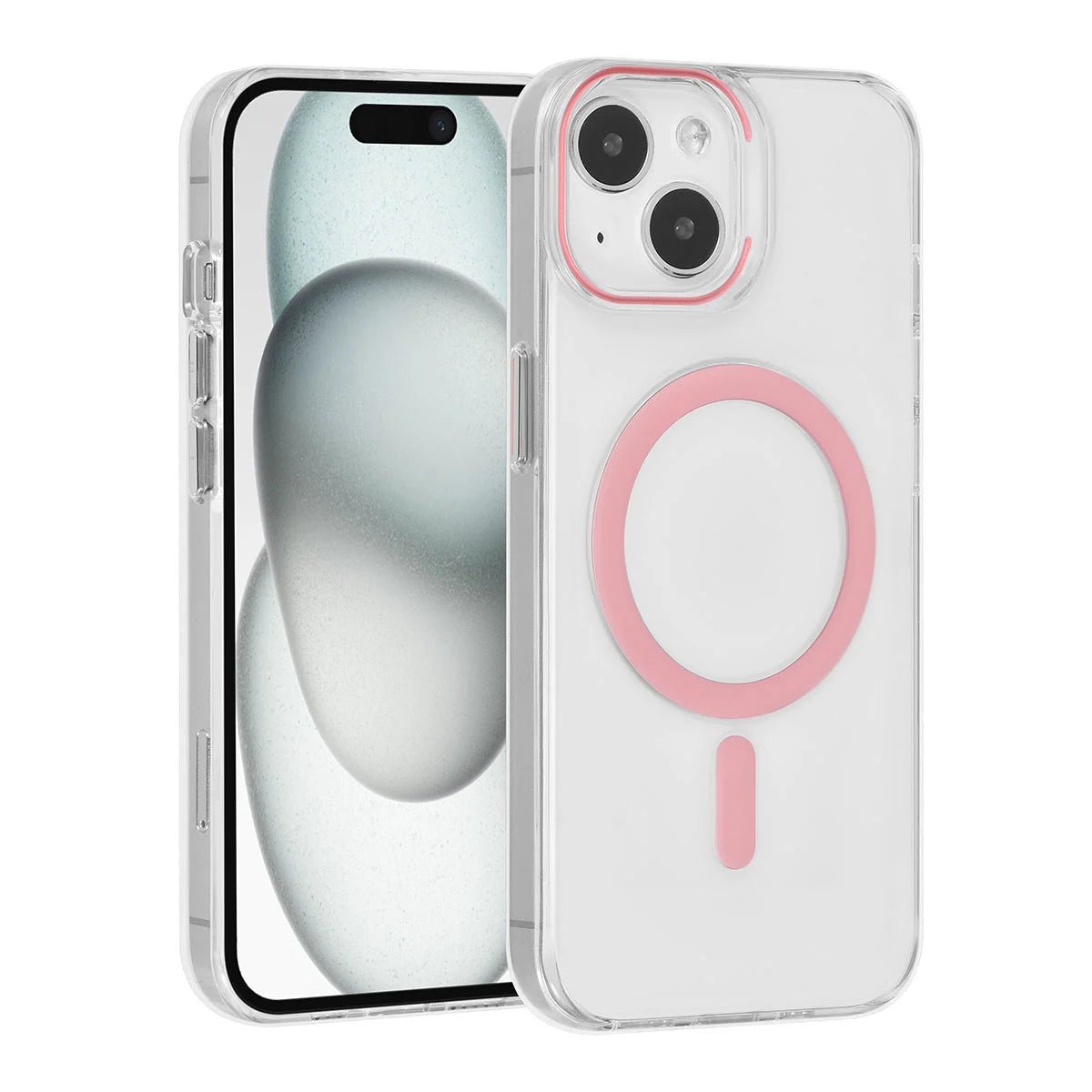 Tuniq iPhone 15 - MagSafe Σκληρή Θήκη με Πλαίσιο Σιλικόνης - Διάφανη / Ροζ