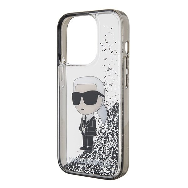 Karl Lagerfeld iPhone 15 Pro Max - Liquid Glitter Ikonik Σκληρή Θήκη με Πλαίσιο Σιλικόνης - Διάφανη - KLHCP15XLKKNSK