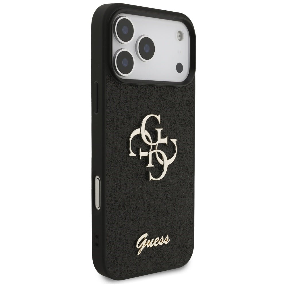 Guess iPhone 17 Pro Max - Fixed Glitter Big 4G - Σκληρή Θήκη με Πλαίσιο Σιλικόνης - Black - GUHCP17XHG4SGK