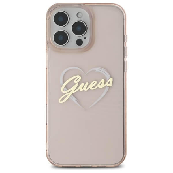 Guess iPhone 16 Pro Max - IML Heart - Σκληρή Θήκη με Πλαίσιο Σιλικόνης - Pink - GUHCP16XHCHGSPP