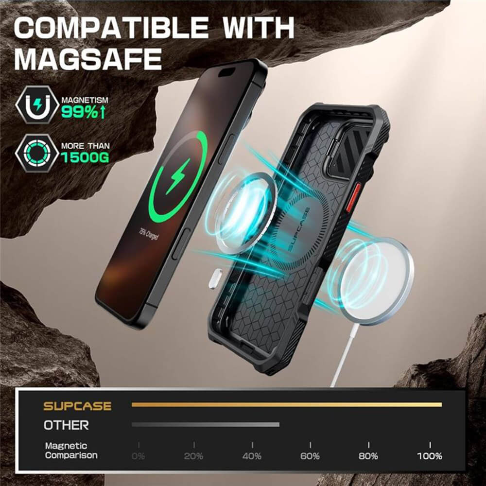 Supcase iPhone 16 Pro - Unicorn Beetle XT MagSafe - Σκληρή Θήκη με Προστασία Κάμερας / Stand - Metallic Red