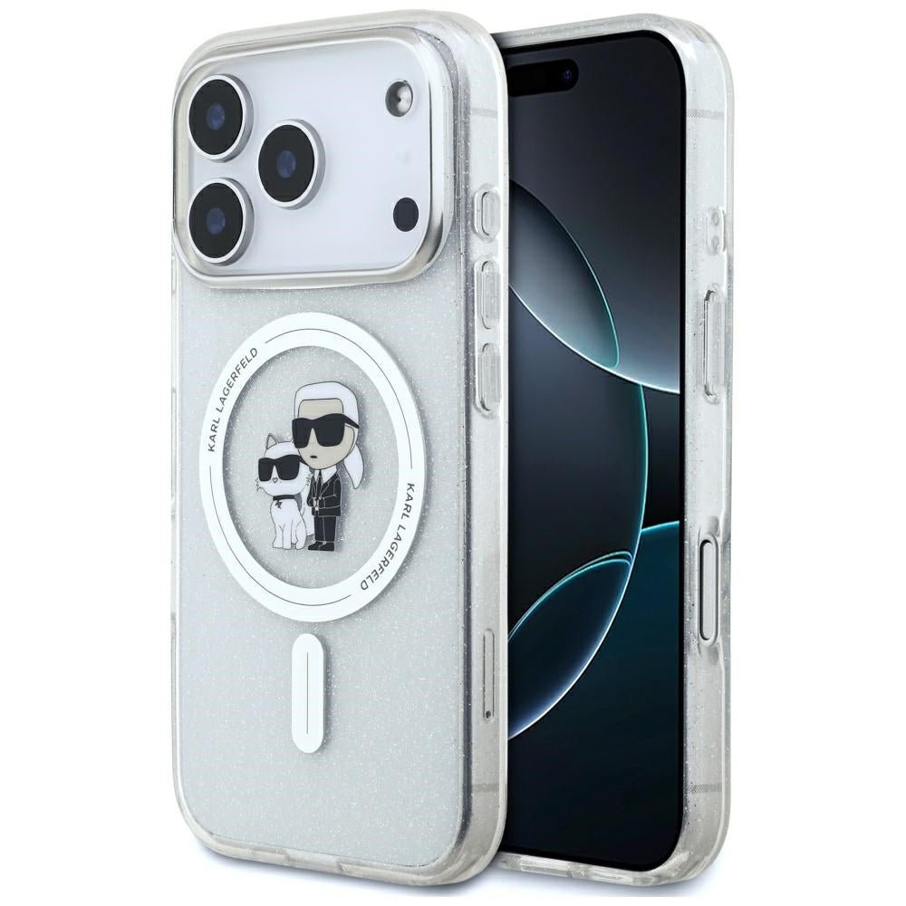 Karl Lagerfeld iPhone 17 Pro - IML Karl Choupette Glitter MagSafe - Σκληρή Θήκη με Πλαίσιο Σιλικόνης - Clear - KLHMP17LHGKCNOT