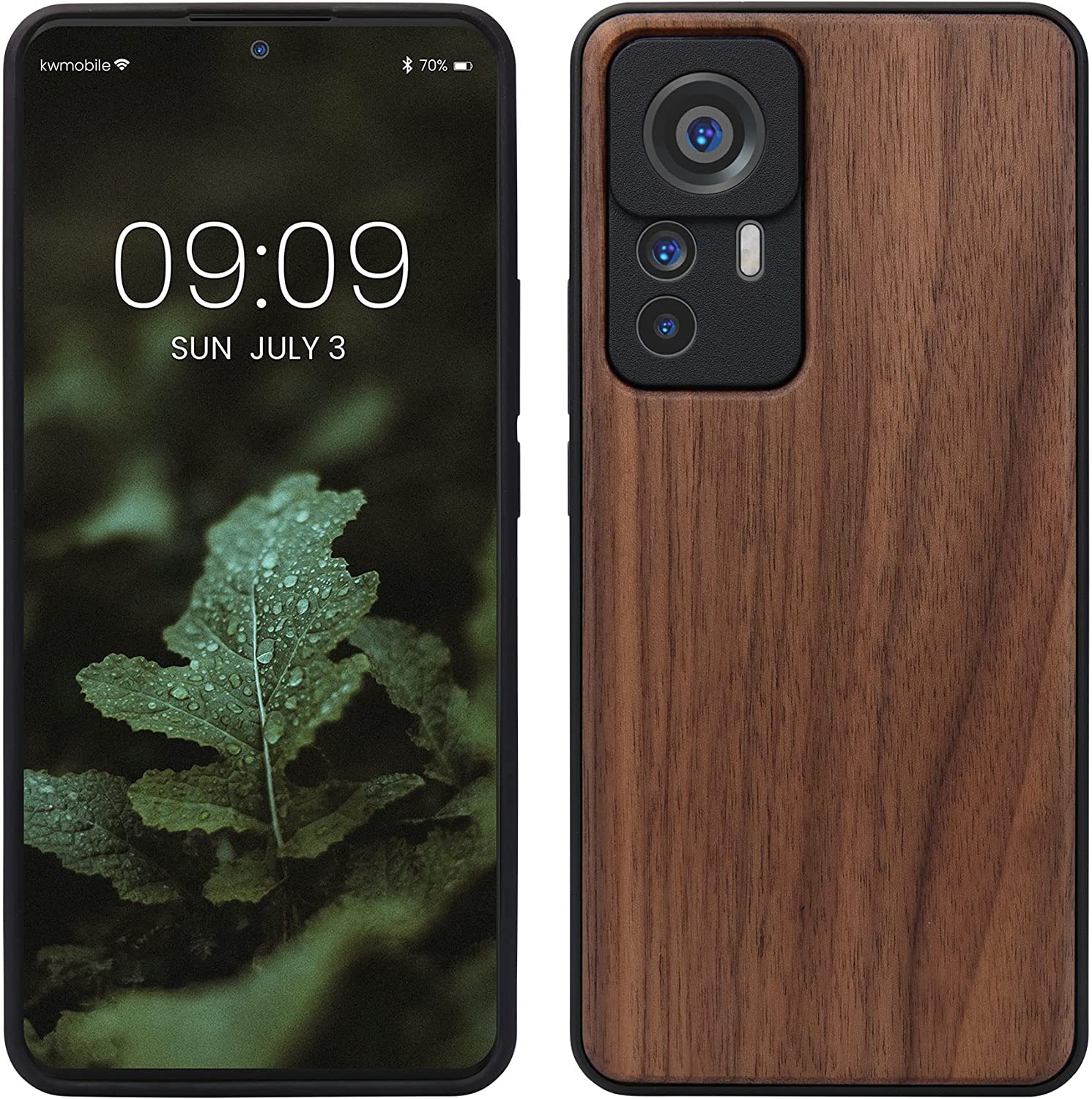 KW Xiaomi 12T / 12T Pro Θήκη από Φυσικό Ξύλο - Dark Brown - 60149.18
