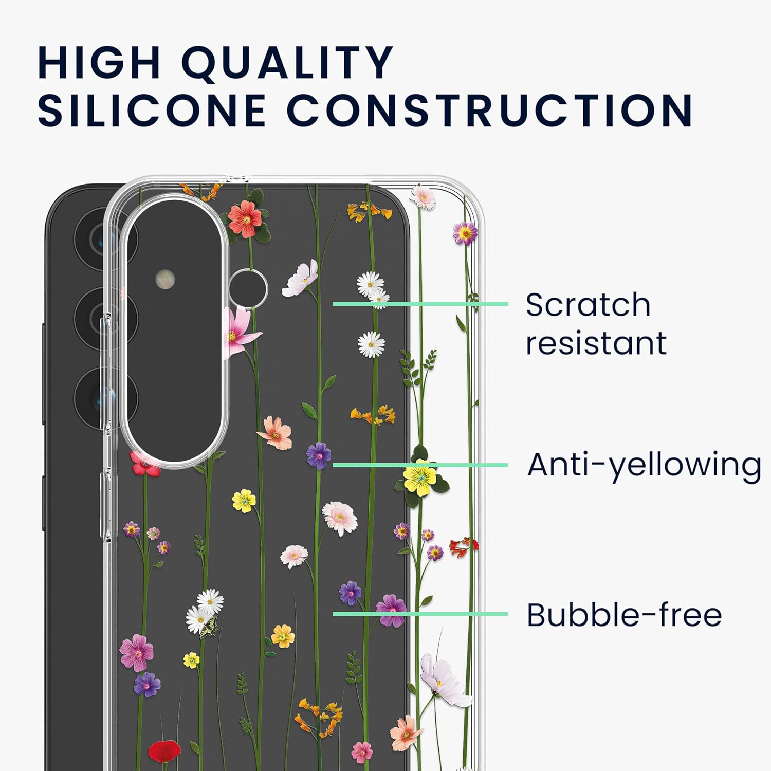 KW Samsung Galaxy S24 Λεπτή Θήκη Σιλικόνης TPU - Design Wildflower Vines - Multicoloured / Διάφανη