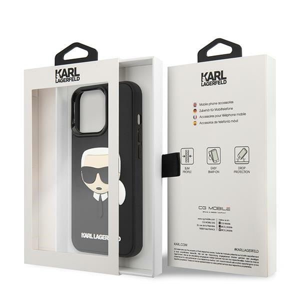 Karl Lagerfeld iPhone 14 Pro - 3D Rubber Karl's Head Σκληρή Θήκη με Πλαίσιο Σιλικόνης - Black - KLHCP14LKH3DBK