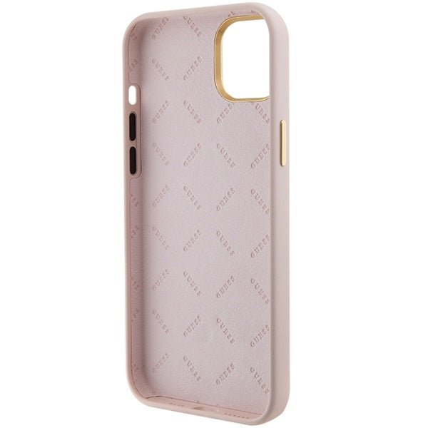 Guess iPhone 15 Plus Silicone Logo Strass 4G Σκληρή Θήκη με Πλαίσιο Σιλικόνης - Pink - GUHCP15M4DGPP