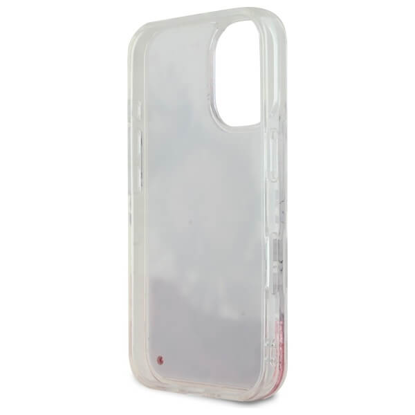 Guess iPhone 16 - Liquid Glitter Flower MagSafe - Σκληρή Θήκη με Πλαίσιο Σιλικόνης - Pink - GUHMP16SLFMWTP
