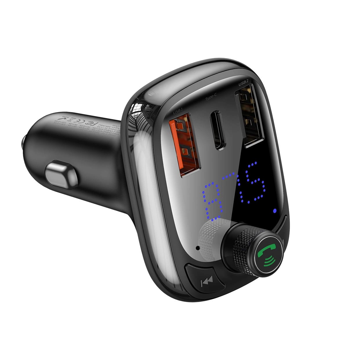 Baseus T Typed S - 13 Overseas Edition Car FM Transmitter για Αναπαραγωγή Μουσικής / Handsfree Κλήσεις / Φόρτιση Κινητών στο Αυτοκίνητο PD QC 3.0 - Black - CCMT000101