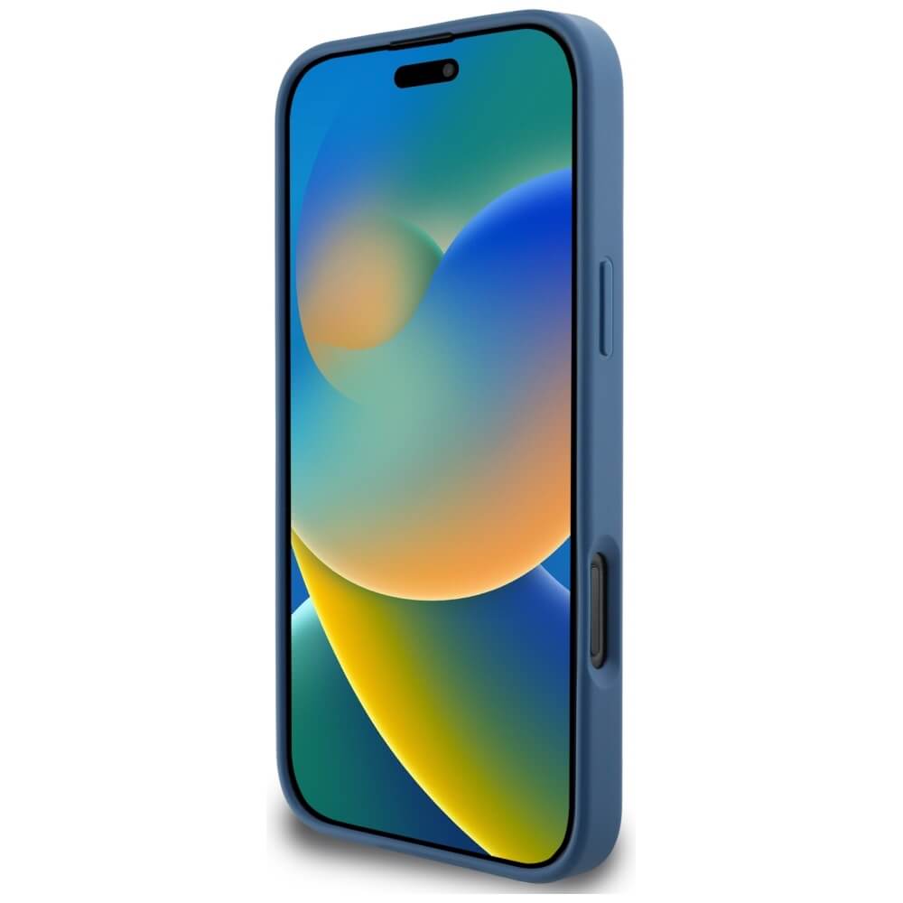 Guess iPhone 16 Pro - HC PU 4G Small 4G and Classic - MagSafe Σκληρή Θήκη με Επένδυση από Οικολογικό Δέρμα - Blue - GUHMP16LP4SM4MB