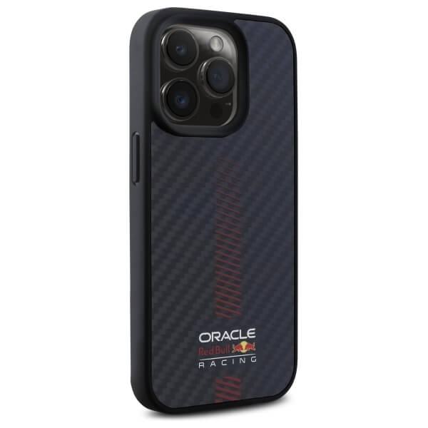 Red Bull iPhone 15 Pro - Carbon Fiber Power Bar - MagSafe Σκληρή Θήκη με Πλαίσιο Σιλικόνης - Black - RBHMP15L24CFGSMK