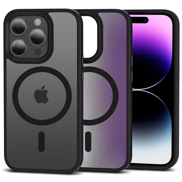 Tech - Protect iPhone 15 Pro MagMat Σκληρή Θήκη με Πλαίσιο Σιλικόνης και MagSafe - Matte Black / Ημιδιάφανη