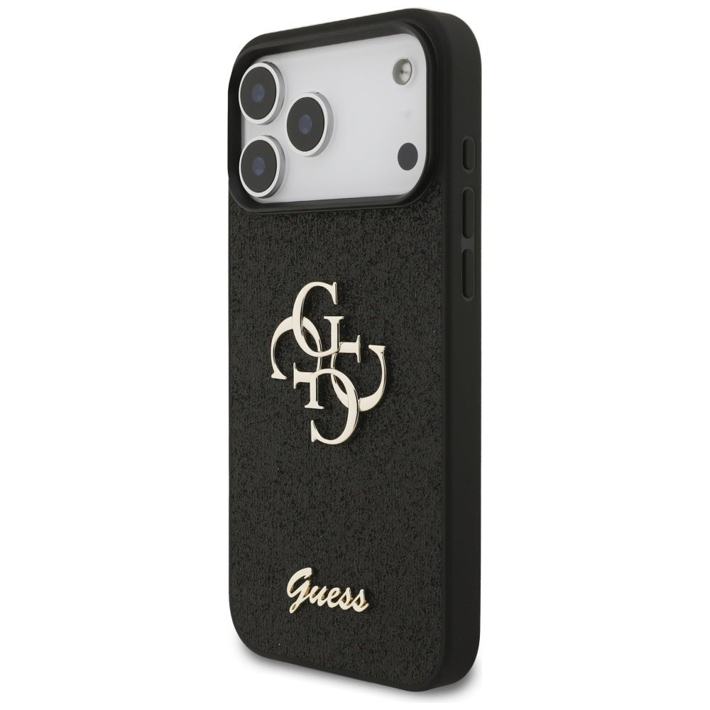 Guess iPhone 17 Pro Max - Fixed Glitter Big 4G - Σκληρή Θήκη με Πλαίσιο Σιλικόνης - Black - GUHCP17XHG4SGK