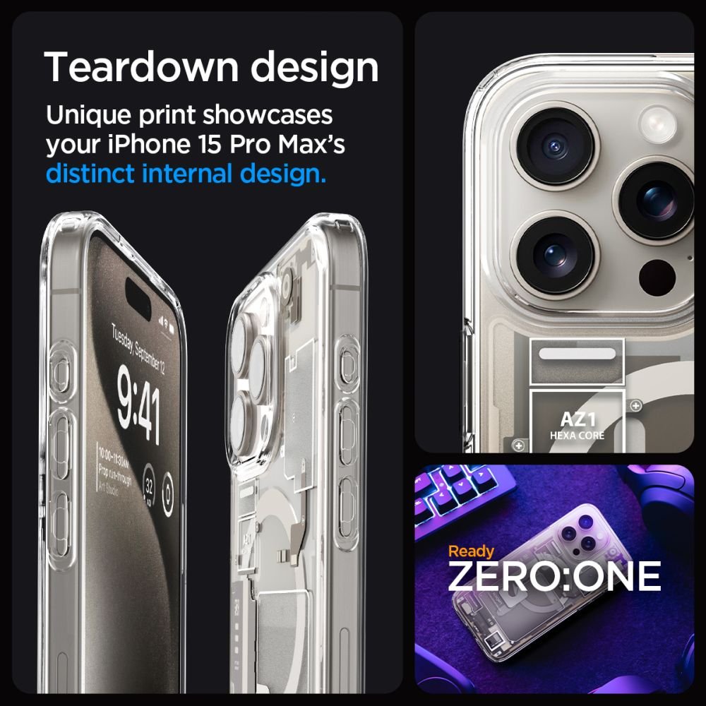 Spigen iPhone 15 Pro Max Ultra Hybrid Mag Σκληρή Θήκη με Πλαίσιο Σιλικόνης Και MagSafe - Zero One Natural Titanium
