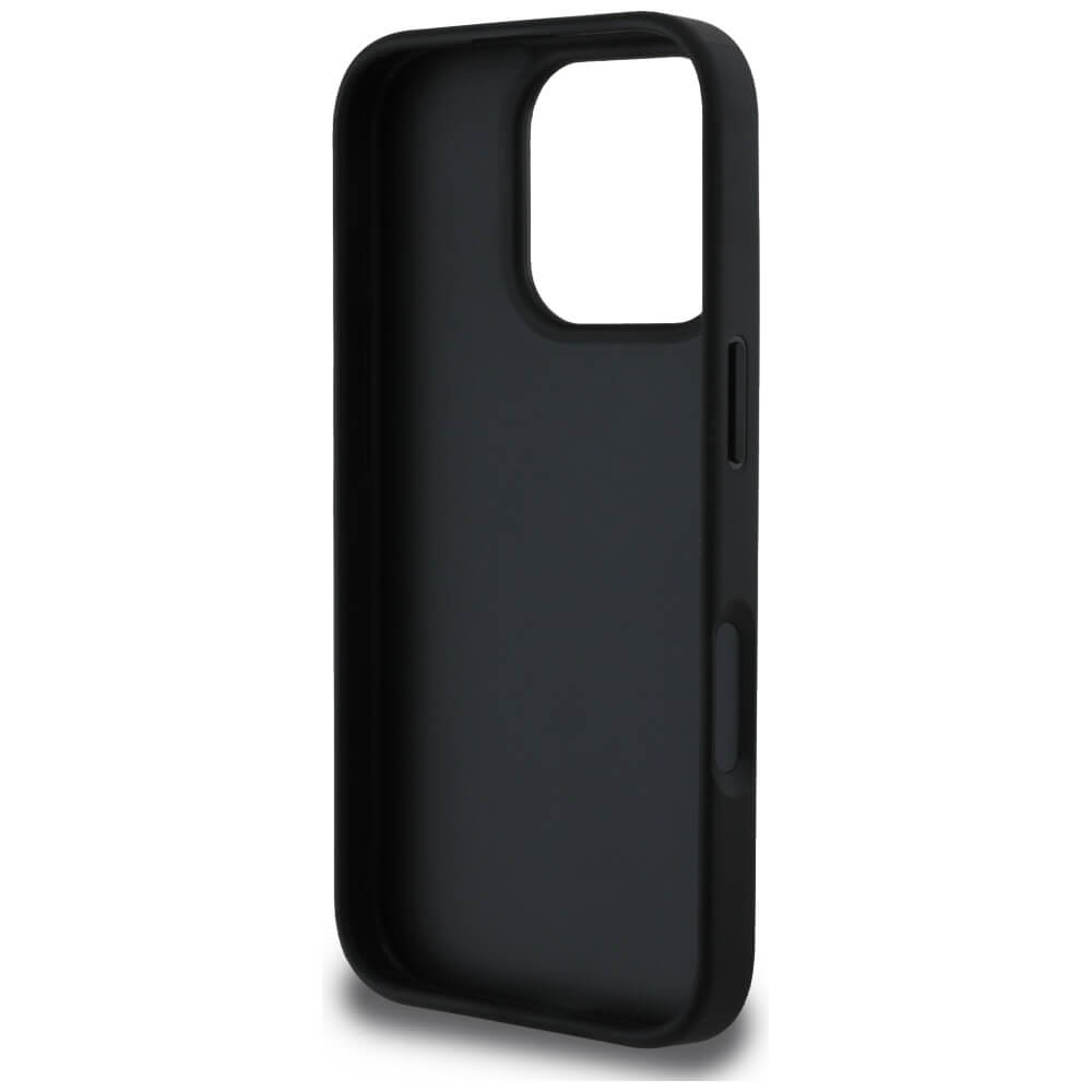 Guess iPhone 16 Pro - Grained Big 4G Logo Small Classic Logo - Σκληρή Θήκη με Επένδυση από Οικολογικό Δέρμα - Black - GUHCP16LPGT4MBK