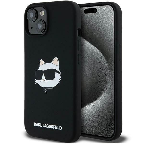 Karl Lagerfeld iPhone 14 Plus / 15 Plus - Silicone Choupette Head Print - MagSafe Θήκη Σιλικόνης - Black - KLHMP15MSCHPPLK