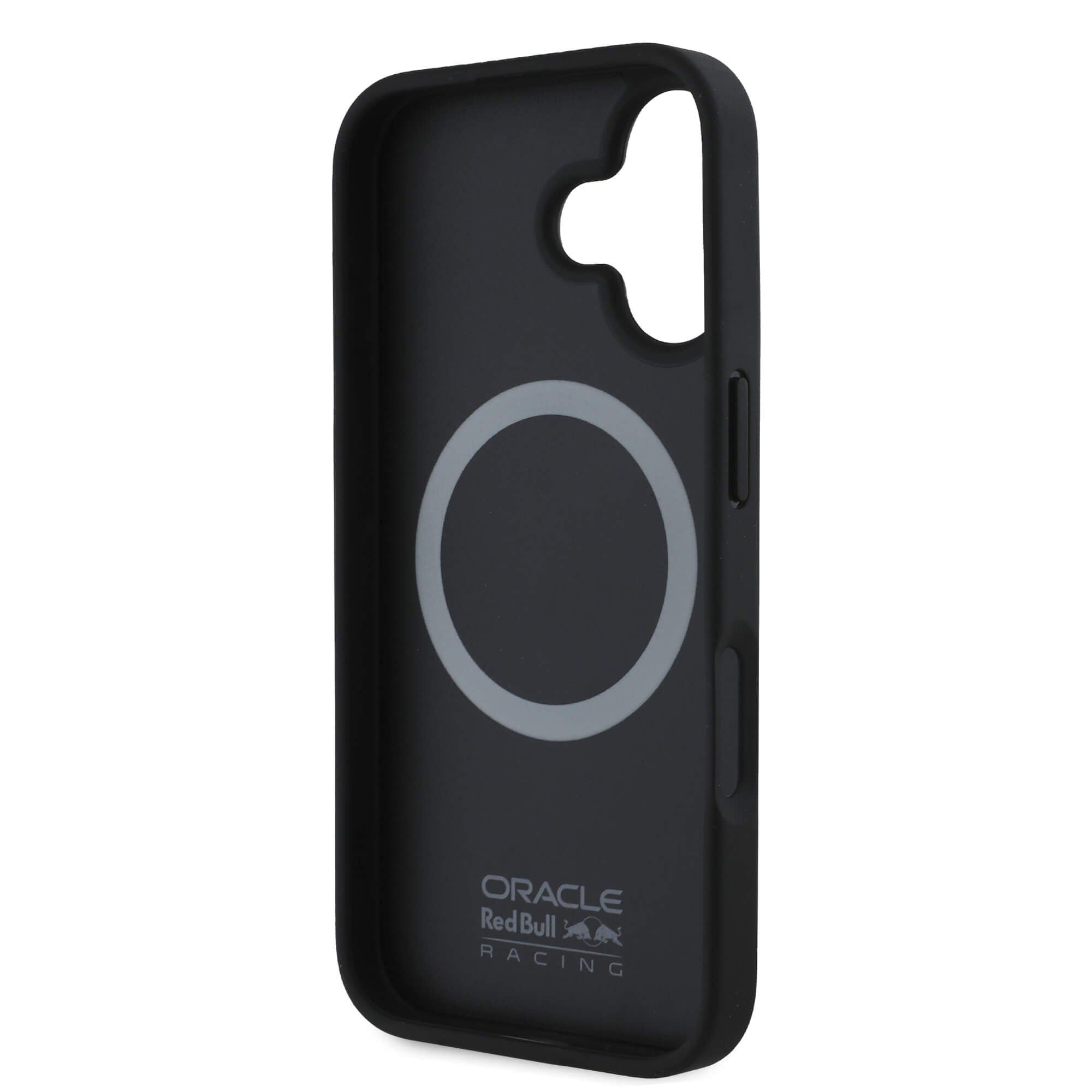 Red Bull iPhone 16 - Carbon Fiber Shiny Logo - MagSafe Σκληρή Θήκη με Πλαίσιο Σιλικόνης - Black - RBHMP16S24CFILSK