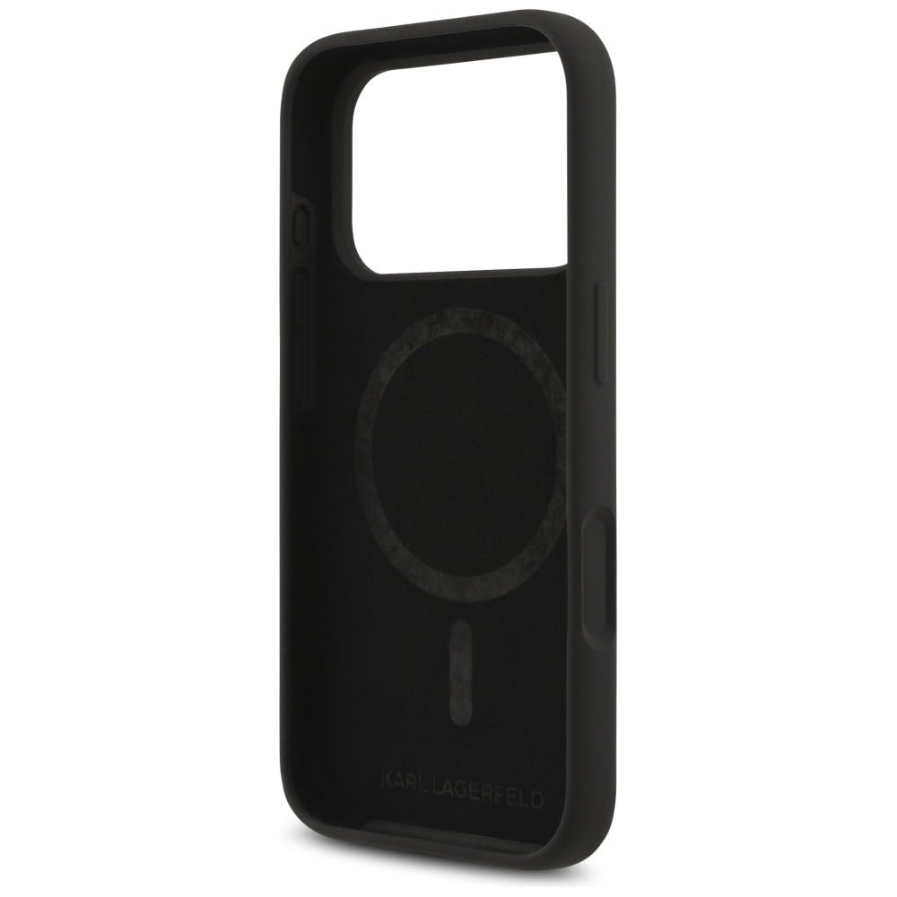 Karl Lagerfeld iPhone 17 Pro - Silicone Karl and Choupette Ring MagSafe Θήκη Σιλικόνης - Black - KLHMP17LSCMKCRHK