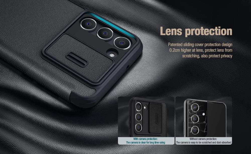 Nillkin Samsung Galaxy S23 Plus Qin Smooth Leather Pro Flip Book Case with Camera Protection Θήκη Βιβλίο με Κάλυμμα για την Κάμερα - Black