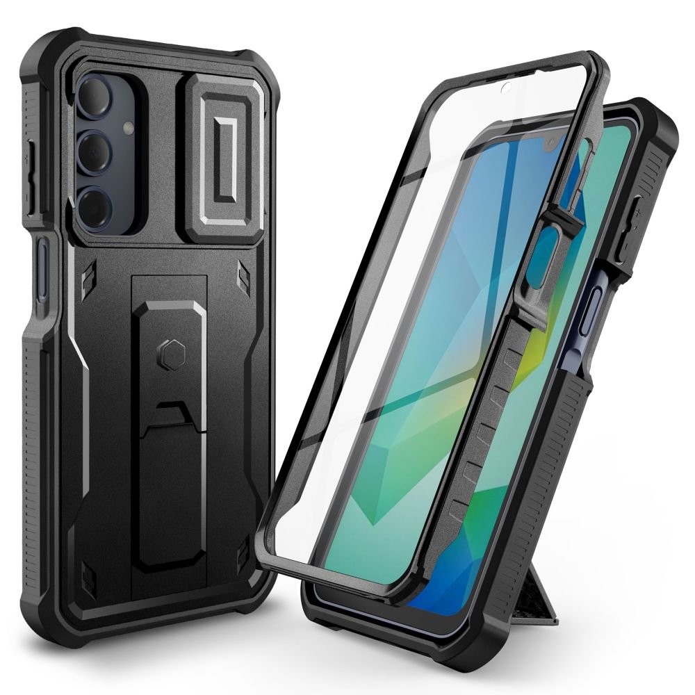 Tech - Protect Samsung Galaxy A16 4G / A16 5G Kevlar Cam+ Θήκη 360 Full Body με Προστασία για την Οθόνη και την Κάμερα και Stand - Black