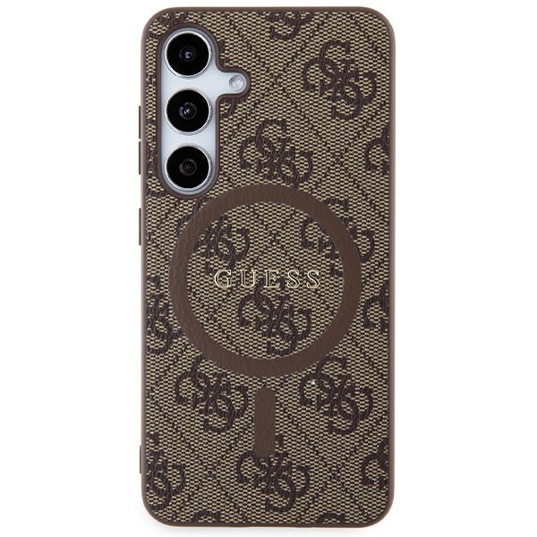 Guess Samsung Galaxy S24 - 4G Collection Leather Metal Logo MagSafe Θήκη με Επένδυση Συνθετικού Δέρματος και MagSafe - Brown - GUHMS24SG4GFRW