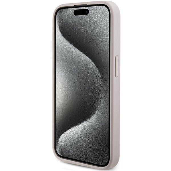 Guess iPhone 15 Pro - 4G Collection Leather Metal Logo MagSafe Θήκη με Επένδυση Συνθετικού Δέρματος και MagSafe - Pink - GUHMP15LG4GFRP