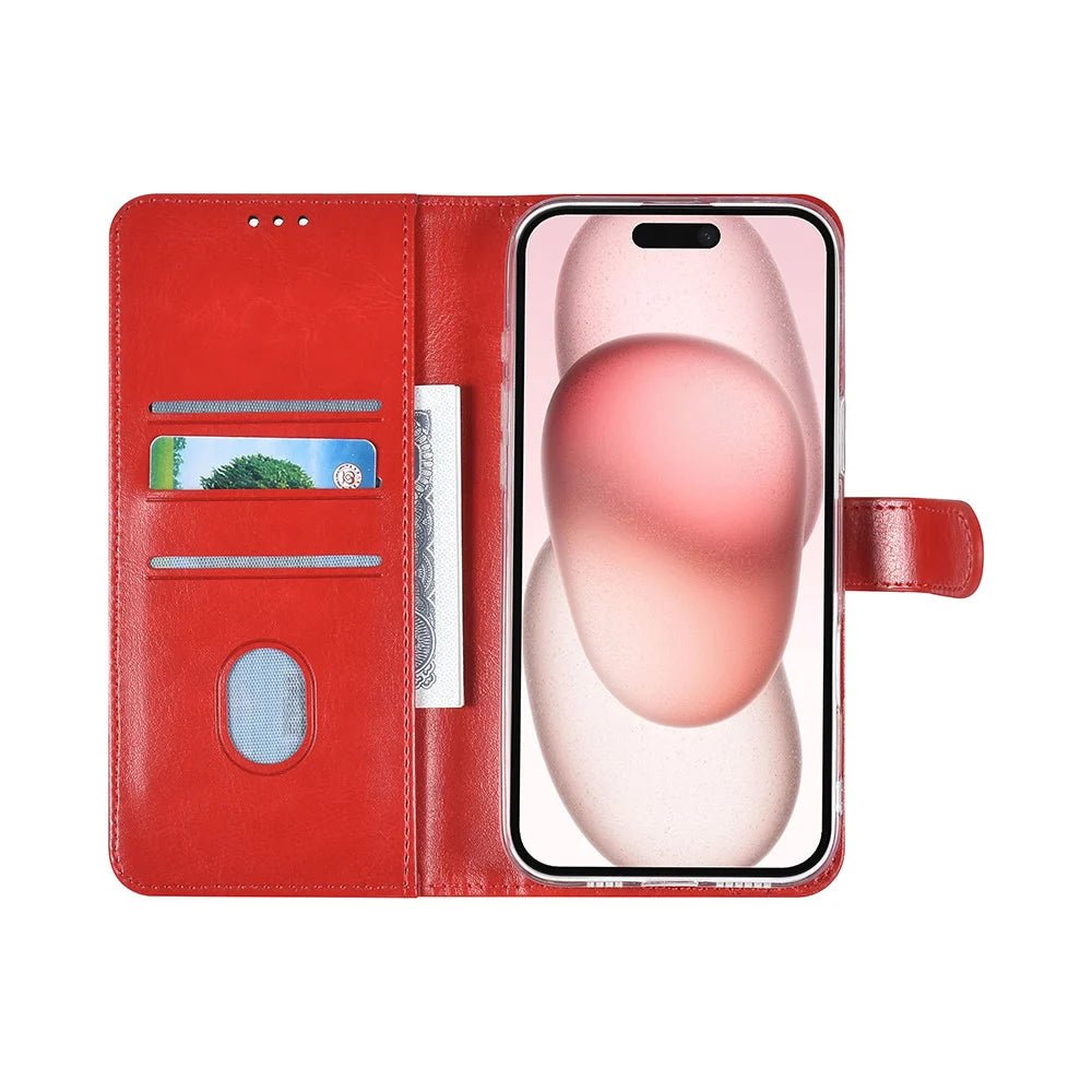 Tuniq iPhone 16 Plus - Θήκη Πορτοφόλι Stand από Δερματίνη - Red