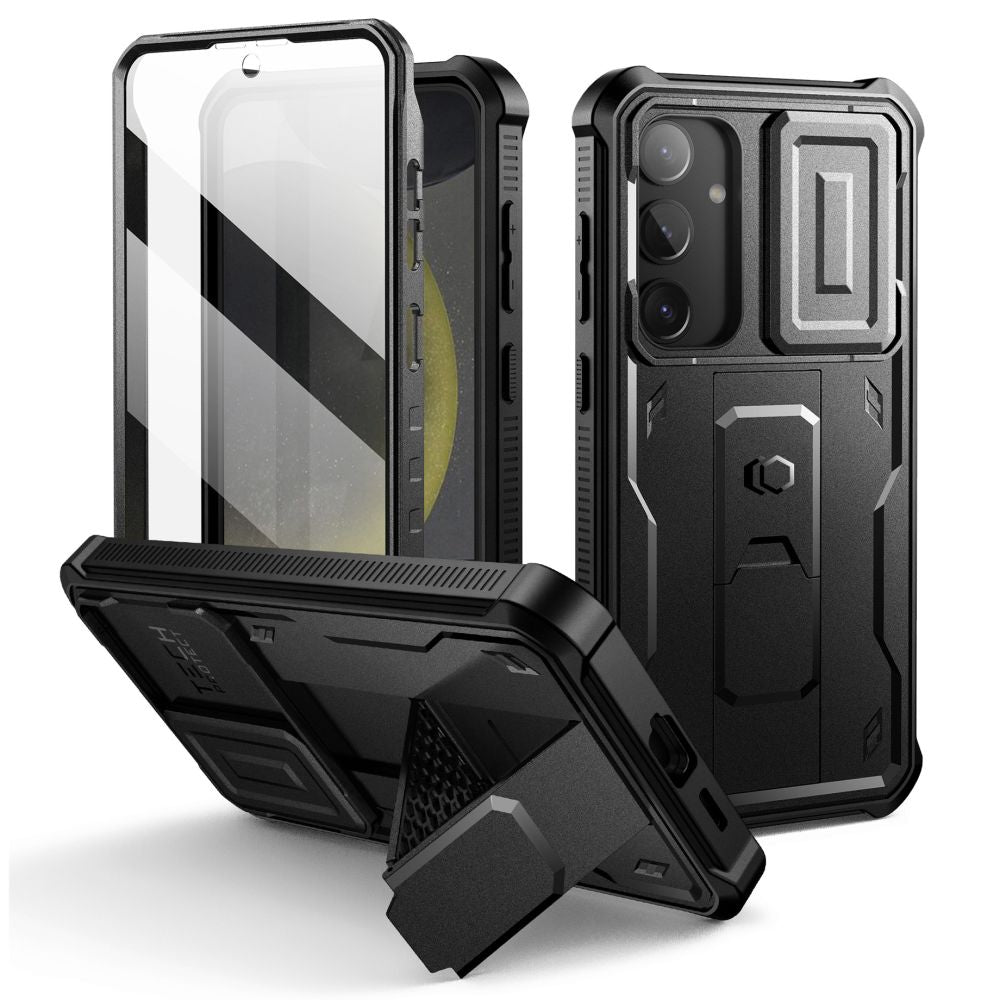 Tech - Protect Samsung Galaxy S24+ Kevlar Cam+ Θήκη 360 Full Body με Προστασία για την Οθόνη και την Κάμερα και Stand - Black