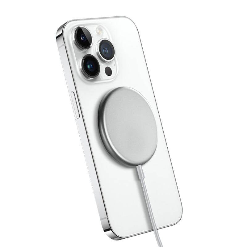 Crong MagSpot 15W Ασύρματος Φορτιστής MagSafe - Silver White