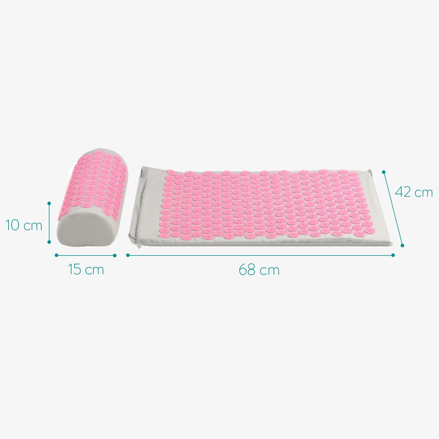 Navaris 2 - in - 1 Acupressure Mat and Pillow Set Σετ 2 σε 1 Χαλάκι και Μαξιλάρι Μασάζ - Grey / Pink - 43899.22