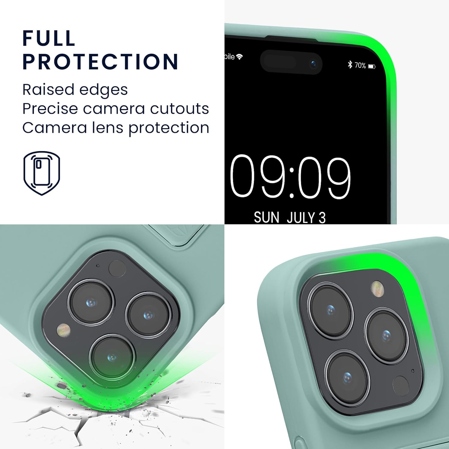 KW iPhone 16 Pro Θήκη Σιλικόνης TPU με Finger Holder - Mint Green