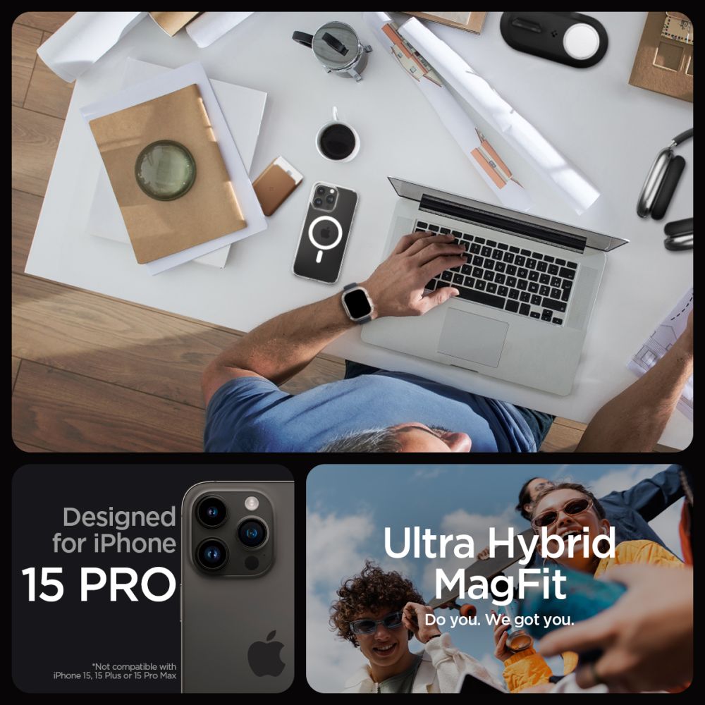 Spigen iPhone 15 Pro Ultra Hybrid Mag Σκληρή Θήκη με Πλαίσιο Σιλικόνης Και MagSafe - White