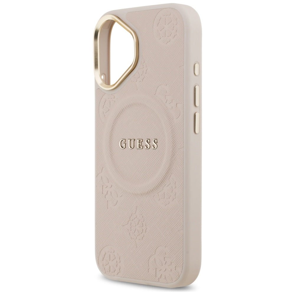 Guess iPhone 17 - Peony Hot Stamp MagSafe - Σκληρή Θήκη με Επένδυση Συνθετικού Δέρματος - Pink - GUHMP17SPSAMSECP