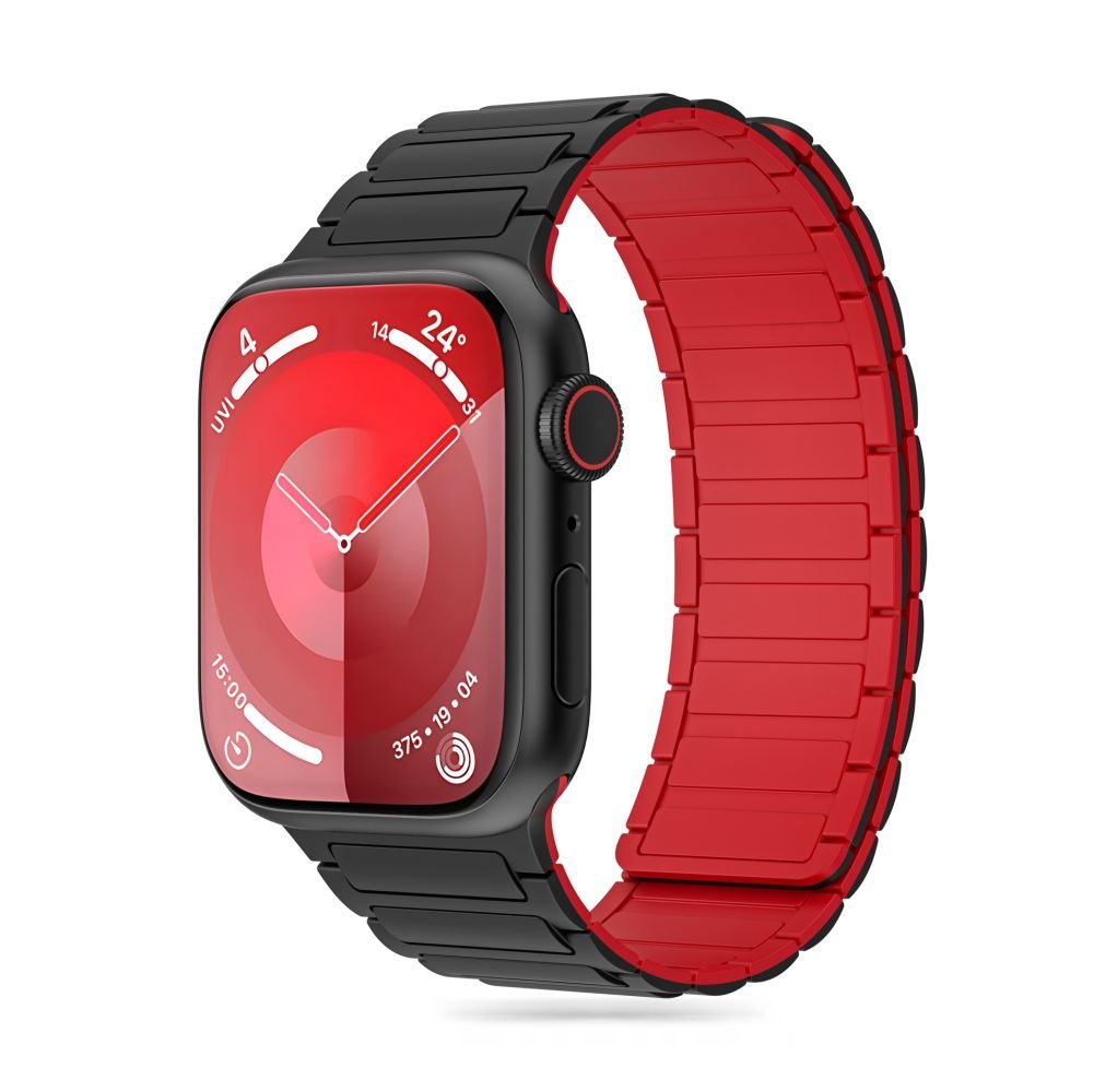 Tech - Protect Λουράκι Apple Watch 4 / 5 / 6 / 7 / 8 / 9 / SE / ULTRA 1 / ULTRA 2 - 42 / 44 / 45 / 49 mm IconBand Magnetic Μαγνητικό Σιλικόνης - Black / Red