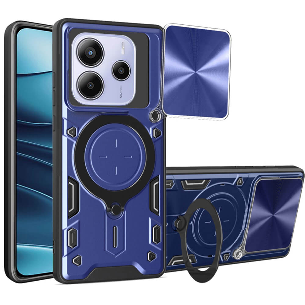 Techsuit Xiaomi Redmi Note 14 5G - CamGuard Pro - Σκληρή Θήκη με Προστασία Καμερών και Δαχτυλίδι Συγκράτησης - Blue