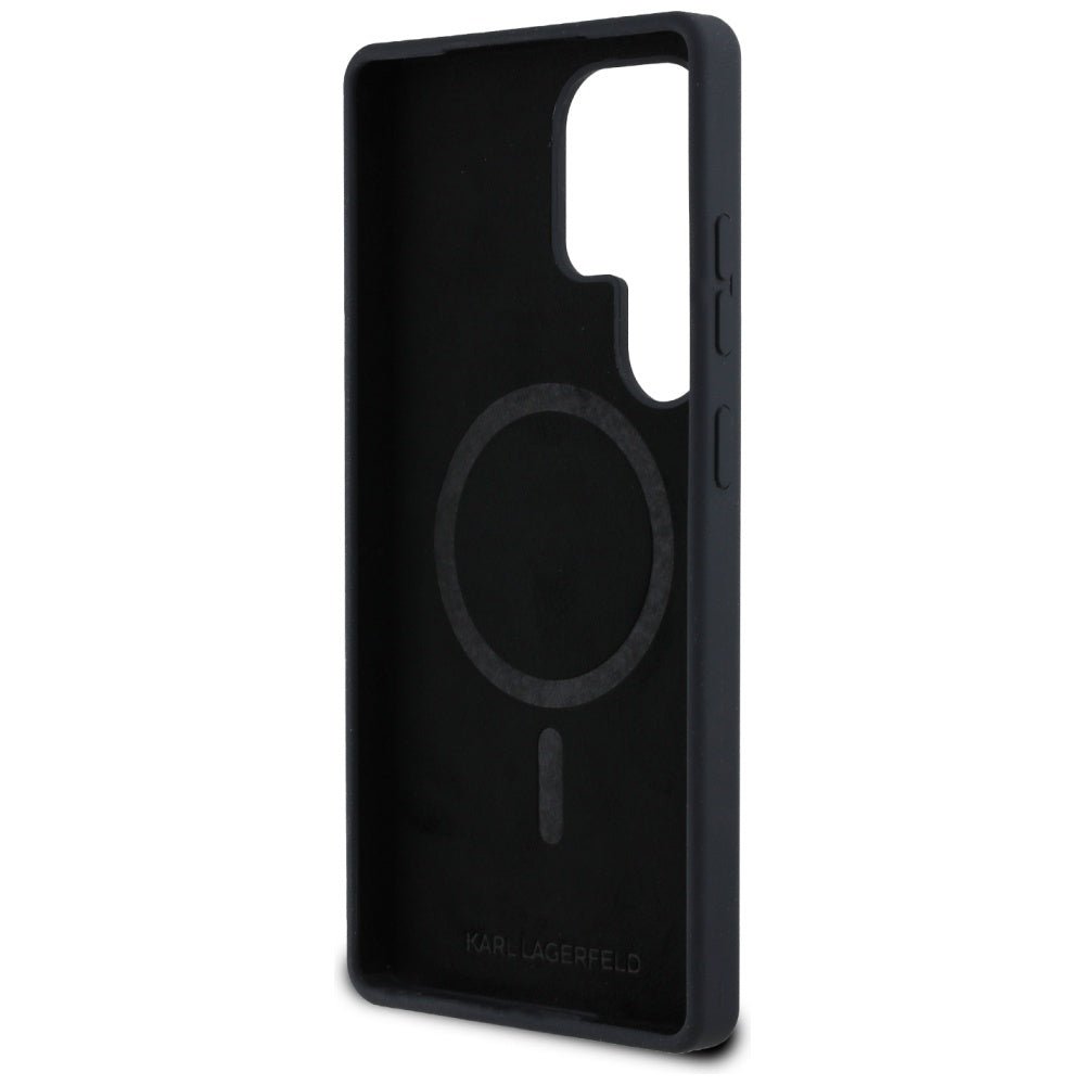 Karl Lagerfeld Samsung Galaxy S25 Ultra - Silicone Double Heads and Circle - Σκληρή Θήκη Σιλικόνης με MagSafe - Black - KLHMS25LSKCHTCK