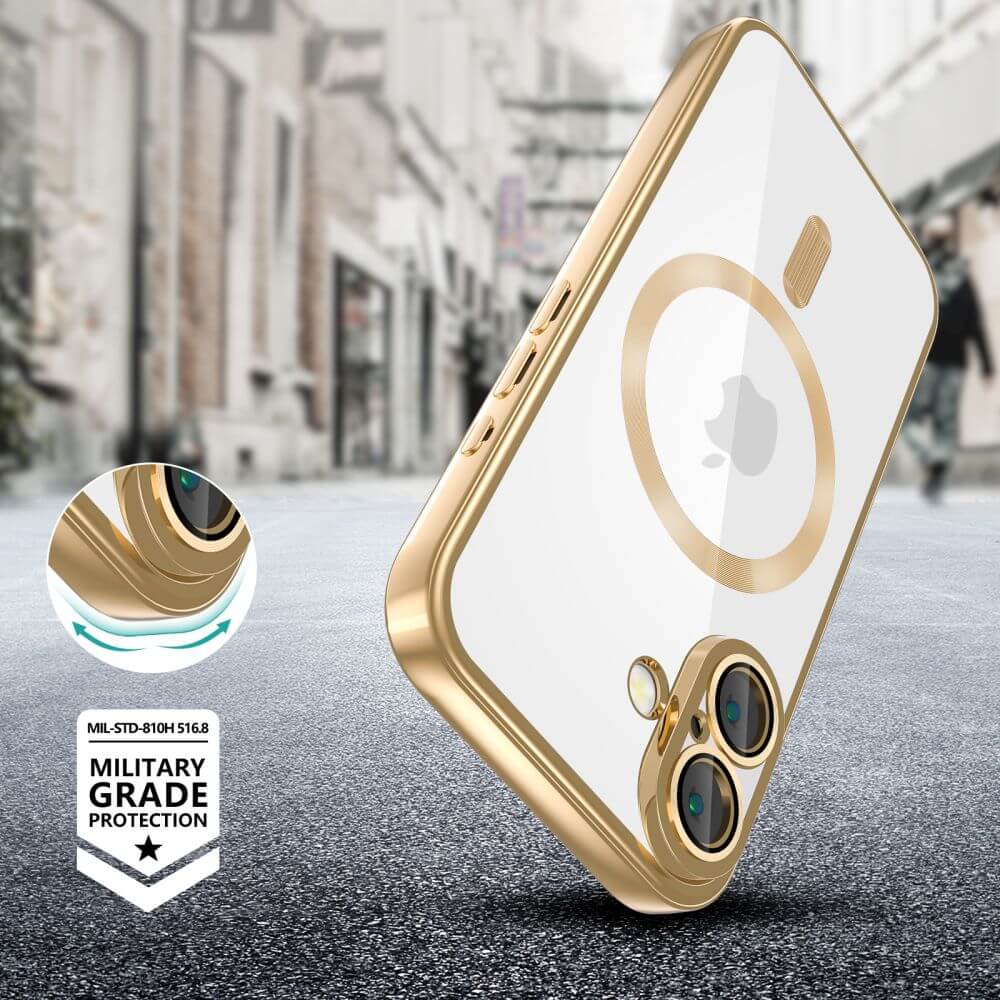 Tech - Protect iPhone 16 MagFlex Θήκη Σιλικόνης TPU με MagSafe - Διάφανη / Shiny Gold