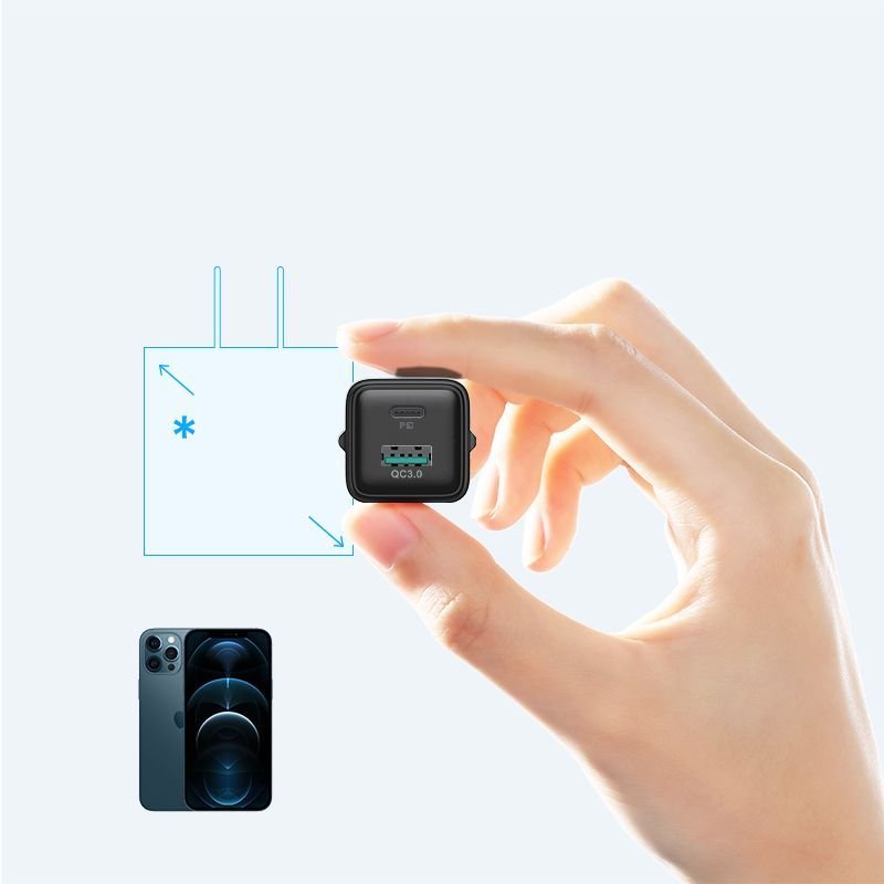 Joyroom L - QP207 Οικιακός Φορτιστής Γρήγορης Φόρτισης USB και Type - C QC 3.0 PD 20W - Black