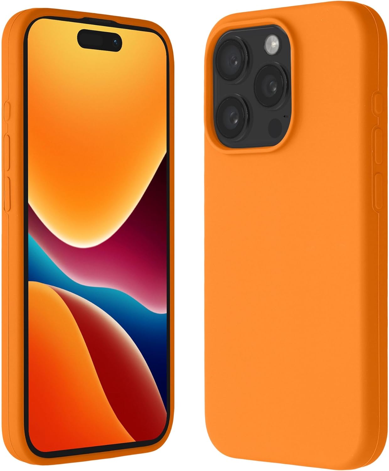 Kalibri iPhone 15 Pro Θήκη Σιλικόνης Rubberized TPU - Fruity Orange