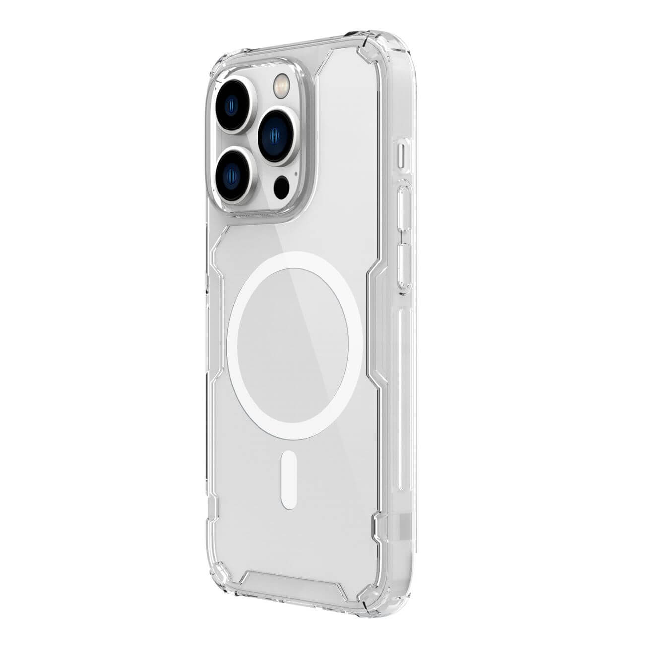 Nillkin iPhone 15 Pro Max Nature Pro Magnetic - Σκληρή Θήκη με Πλαίσιο Σιλικόνης και MagSafe - Διάφανη / White