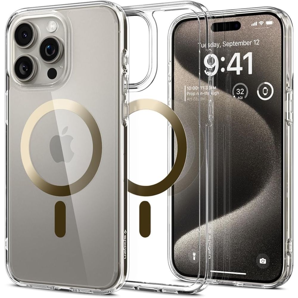 Spigen iPhone 15 Pro Max Ultra Hybrid Mag Σκληρή Θήκη με Πλαίσιο Σιλικόνης Και MagSafe - Gold