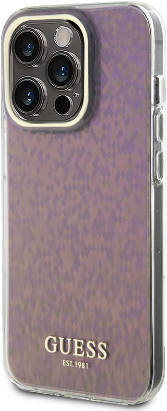 Guess iPhone 15 Pro Max IML Faceted Mirror Disco Iridescent Σκληρή Θήκη με Πλαίσιο Σιλικόνης - Pink - GUHCP15XHDECMP